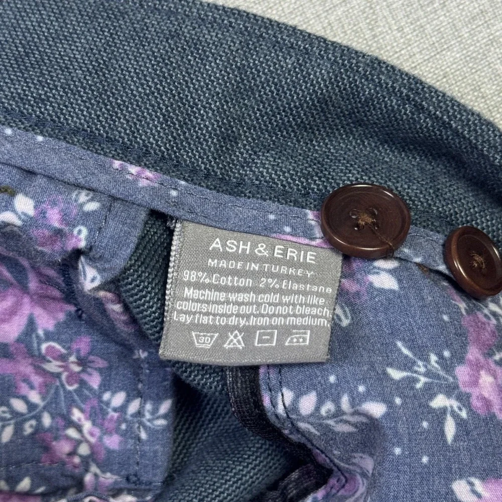 ASH & ERIE Pants Mens 31x28 Blue Chino Regular Fit Flat Front Pockets Stretch